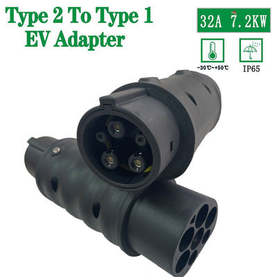 Type2 del adaptador del cargador de EV a IEC máximo 32A 62196 del tipo 1 a la CA del convertidor del cargador del coche del SAE J1772