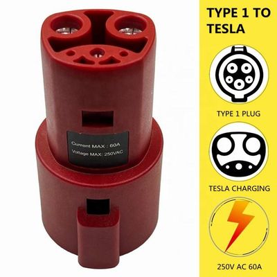 J1772 al adaptador de Tesla hasta 60A la CA 250V 10KW del adaptador del cargador del OEM Tesla
