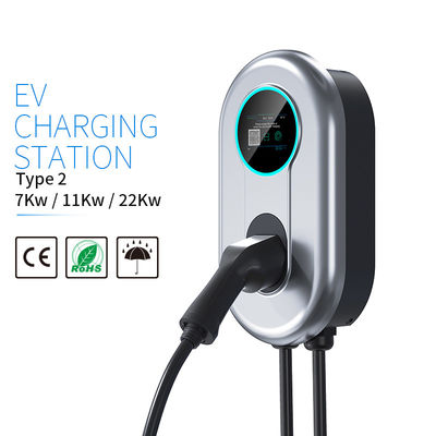 Tipo - 2 pila de carga del hogar EV de Wallbox para el coche eléctrico 32A 7.36KW 1 fase con el LCD